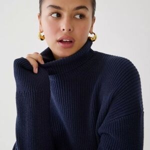 NWT J. Crew Cotton-cashmere blend ribbed turtleneck sweater, size XS